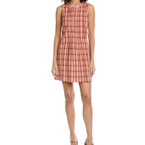 Faherty Sunset Rust Plaid Sleeveless Isha Dress